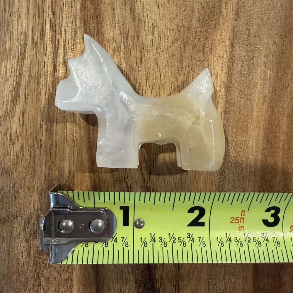 Vintage Marble/Quartz Stone White Scottish Terrier Scottie Trinket Figurine Mini